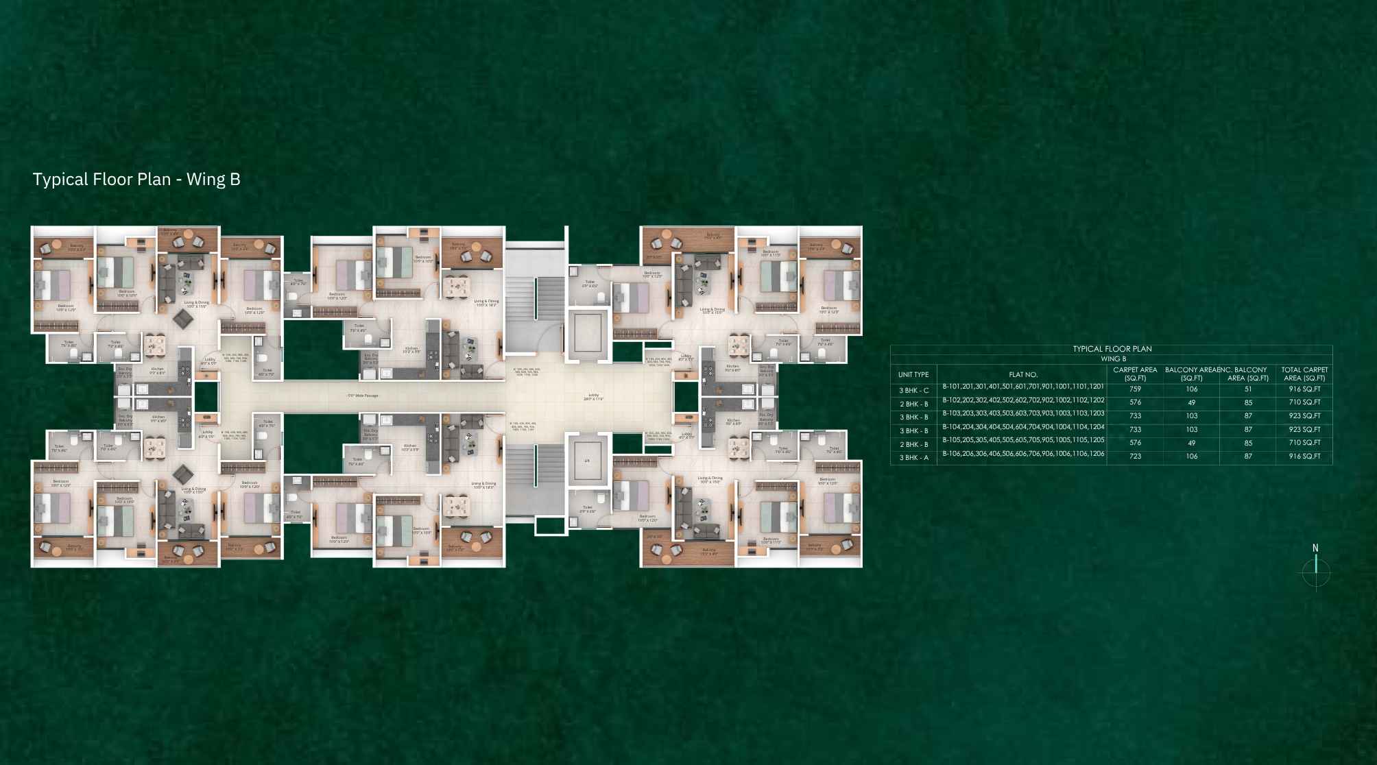Pragati-Aranyam-typical-Floor-Plan-Wing-B